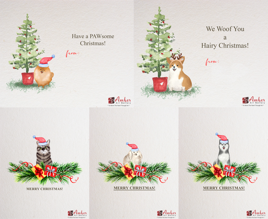 FREE Pet Portrait Christmas Greeting Cards Giveaway Amber Art Gallery
